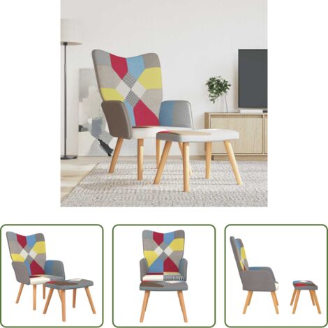 vidaXL Design patchwork -  Poltrona Relax con Poggiapiedi in Tessuto Patchwork