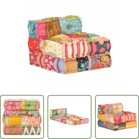 vidaXL Design patchwork -  Pouf Modulare in Tessuto Patchwork