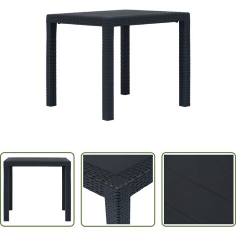 vidaXL Design rattan -  Tavolo da Giardino Antracite 79x79x72 cm Plastica Stile Rattan