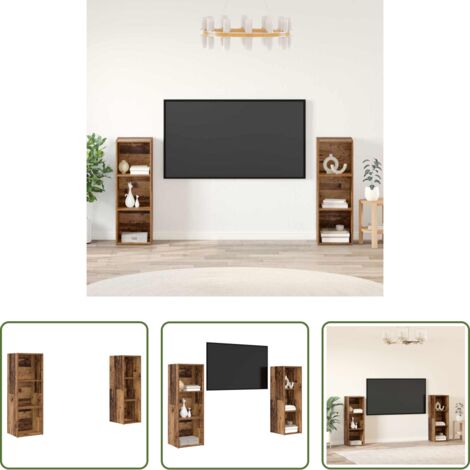 vidaXL Design rustico -  Set mobile TV 2 pcs Legno vecchio 107 x 35 x 37 cm