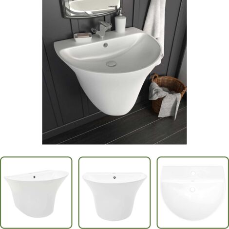 vidaXL Design salvaspazio -  Lavabo Bianco 56 x 48 x 42 cm Ceramica Smaltata