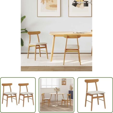 vidaXL Design vintage -  Sedia da pranzo 2 pcs Naturale e chiaro Legno di gomma solido