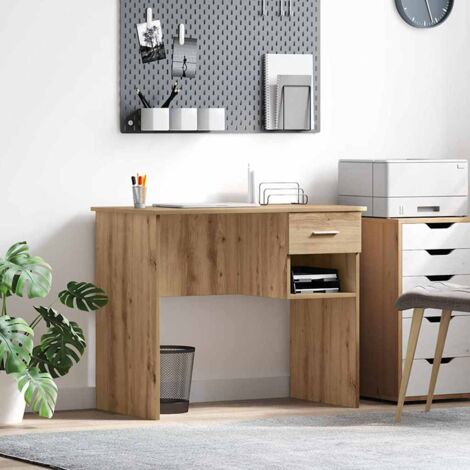 vidaXL  Desk  with Drawer Artisan Oak 90 x 49 x 75 cm Engineered Wood