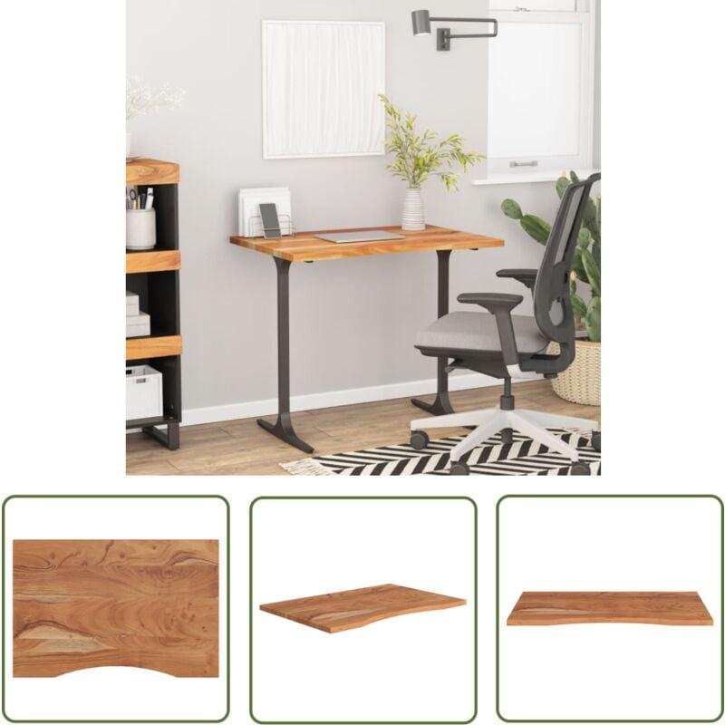 vidaXL Dessus de bureau 80x60x2,5cm rectangulaire bois massif d'acacia