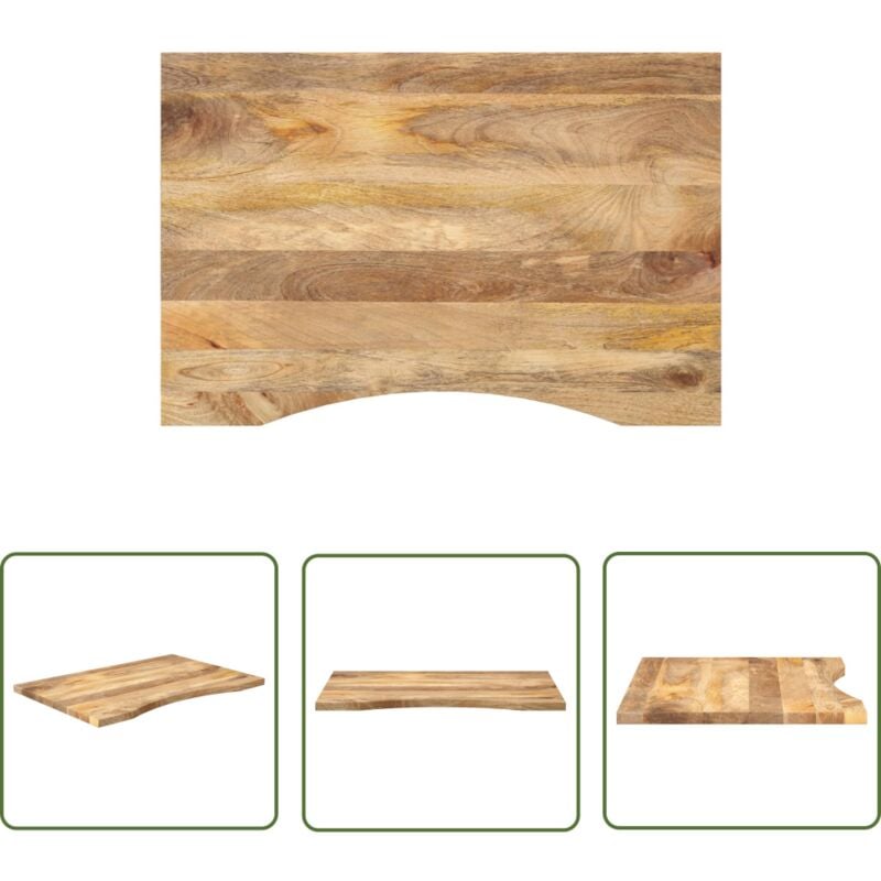 The Living Store - vidaXL Dessus de bureau avec courbe 100x50x2,5 cm manguier massif brut
