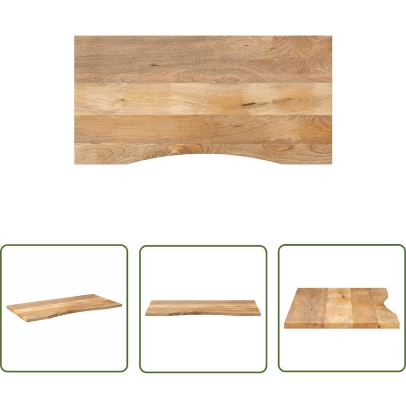 The Living Store - vidaXL Dessus de bureau avec courbe 120x60x2,5 cm manguier massif brut