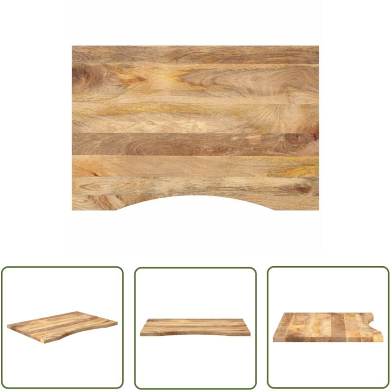 The Living Store - vidaXL Dessus de bureau avec courbe 80x60x2,5 cm manguier massif brut