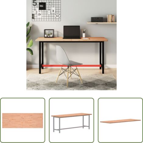 vidaXL Dessus de bureau -  Dessus de bureau 150x55x2,5 cm bois massif de hêtre