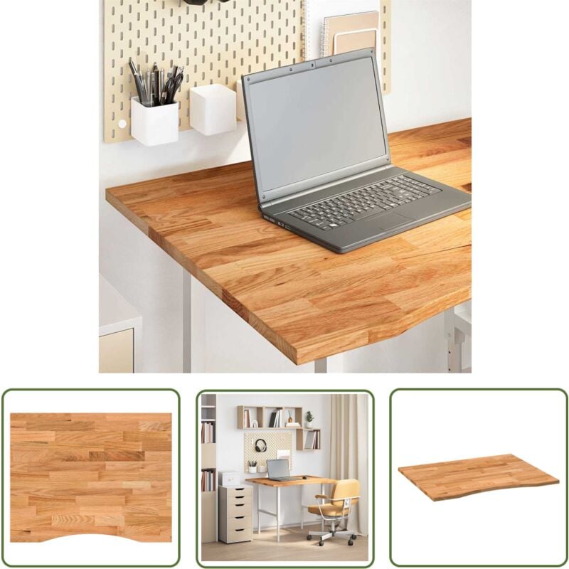 The Living Store - vidaXL Dessus de bureau marron clair bois chêne massif rectangulaire