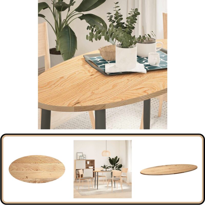 Dessus de table 120x60x2 cm bois de chêne massif ovale - Vidaxl