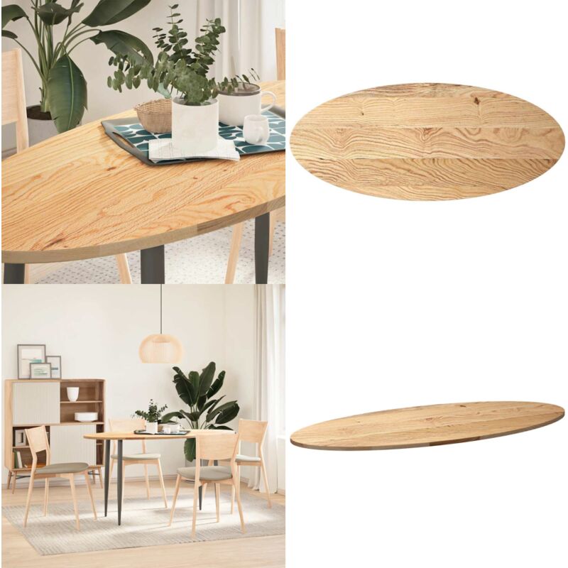 vidaXL Dessus de table 140x60x2 cm bois de chêne massif ovale