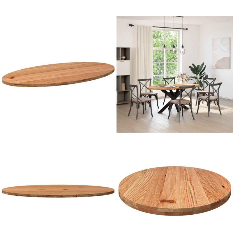 Dessus de table 180x90x4 cm bois de chêne massif ovale - Vidaxl