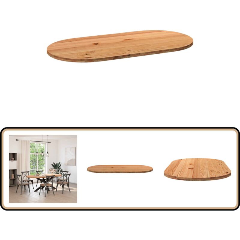 Dessus de table 200x100x4 cm bois de chêne massif ovale - Vidaxl