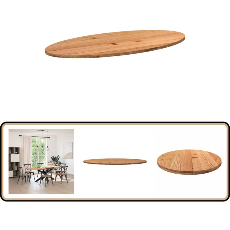 Dessus de table 220x100x4 cm bois de chêne massif ovale - Vidaxl