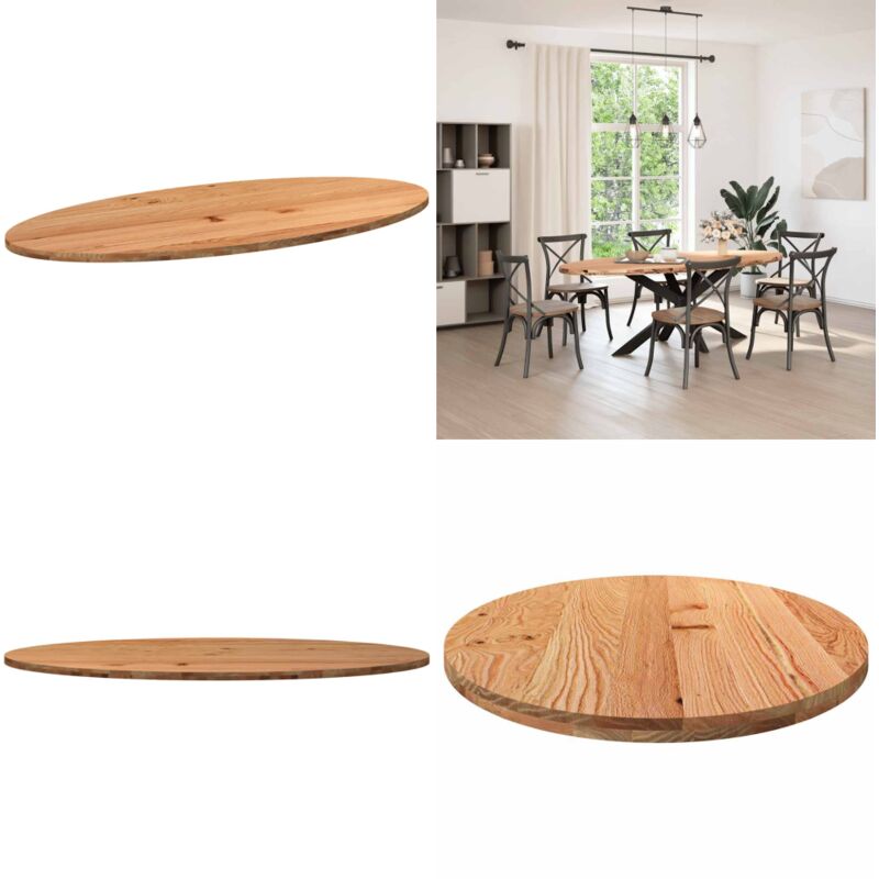 Dessus de table 220x100x4 cm bois de chêne massif ovale - Vidaxl