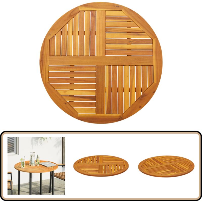 Dessus de table Ø90x2,2 cm rond bois massif d'acacia - Vidaxl