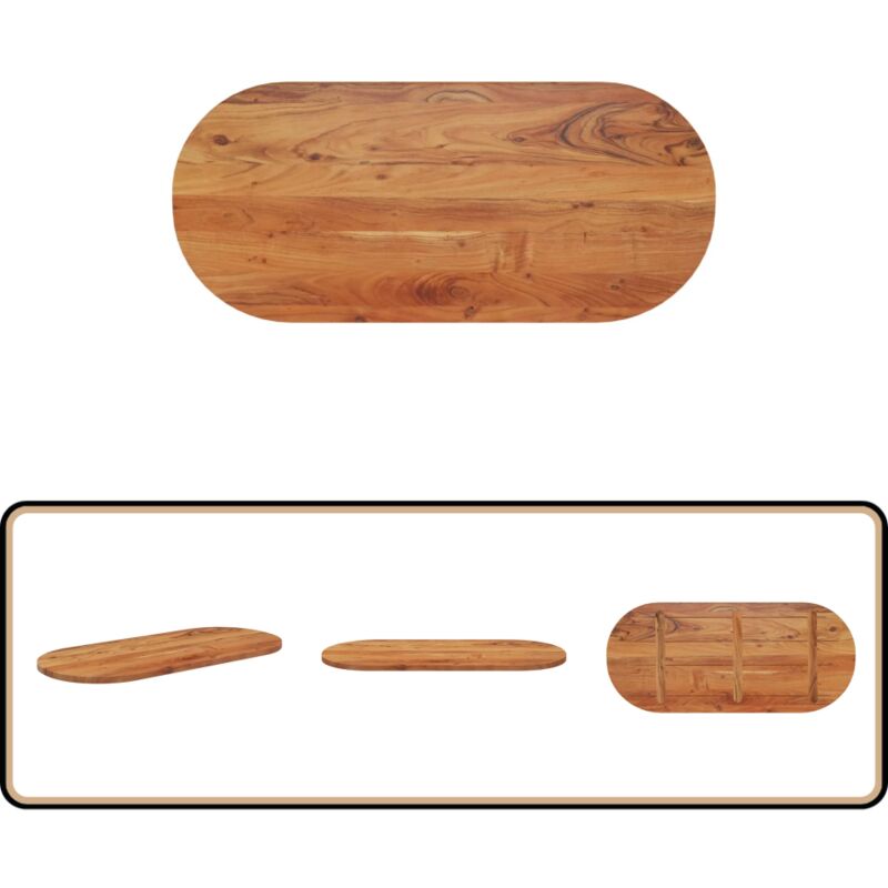 Dessus de table 90x40x3,8 cm ovale bois massif d'acacia - Vidaxl
