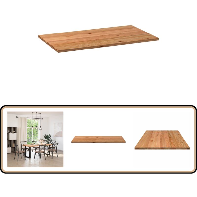 Dessus de table marron clair bois chêne massif rectangulaire - Vidaxl