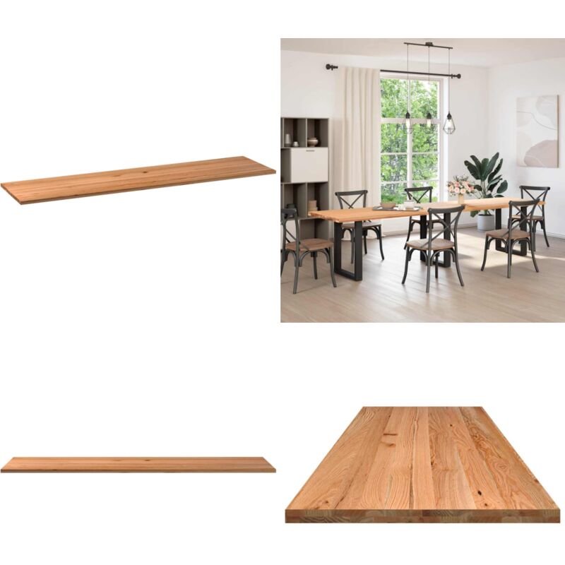 vidaXL Dessus de table marron clair bois chêne massif rectangulaire