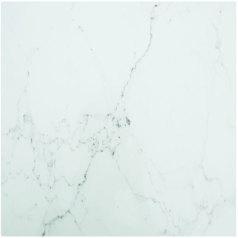 Dessus de table blanc 70x70 cm 6 mm verre trempé design marbre