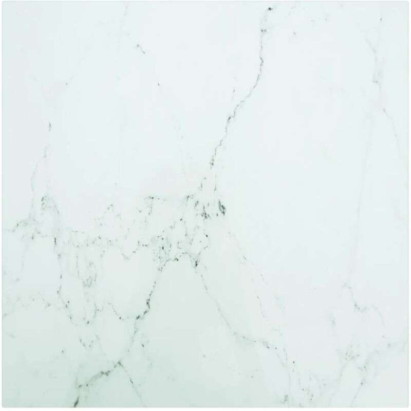 Dessus de table blanc 50x50 cm 6 mm verre trempé design marbre