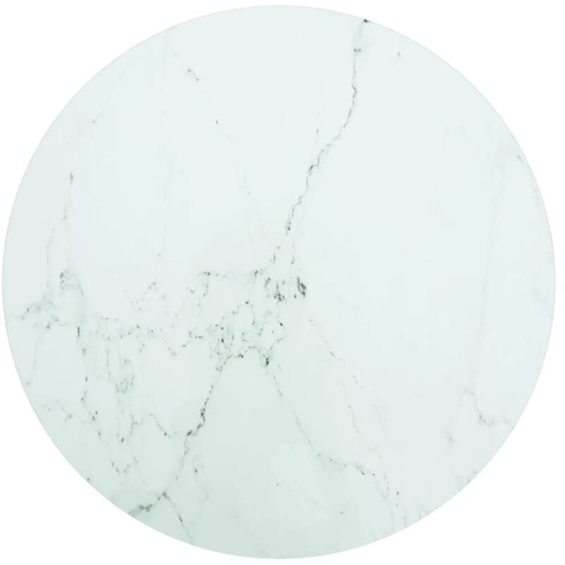 vidaXL Dessus de table blanc Ø50x0,8cm verre trempé avec design marbre