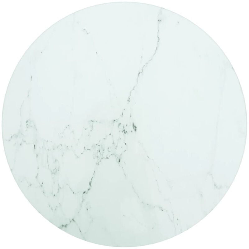 Dessus de table blanc Ø30x0,8cm verre trempé avec design marbre Vidaxl
