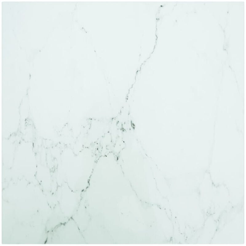 Dessus de table blanc 60x60 cm 6 mm verre trempé design marbre Vidaxl