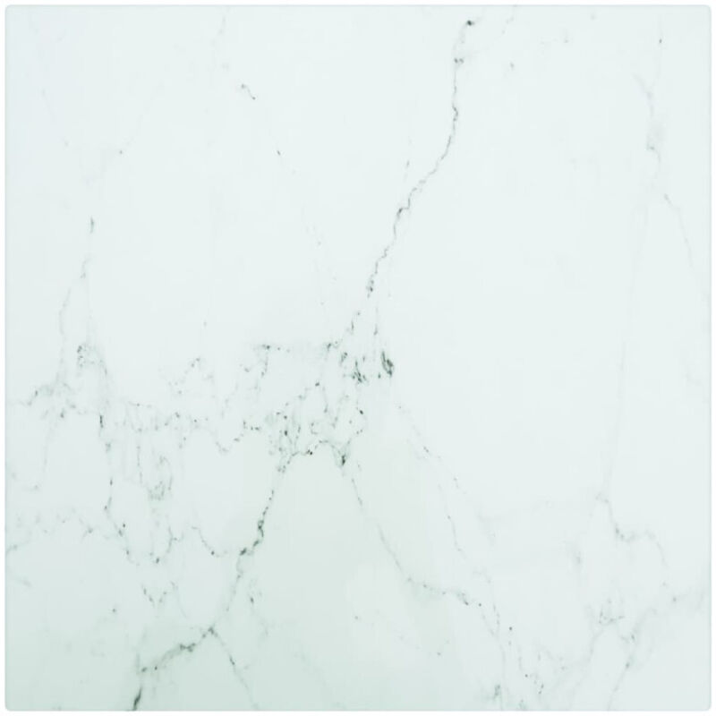 Dessus de table blanc 30x30 cm 6 mm verre trempé design marbre Vidaxl