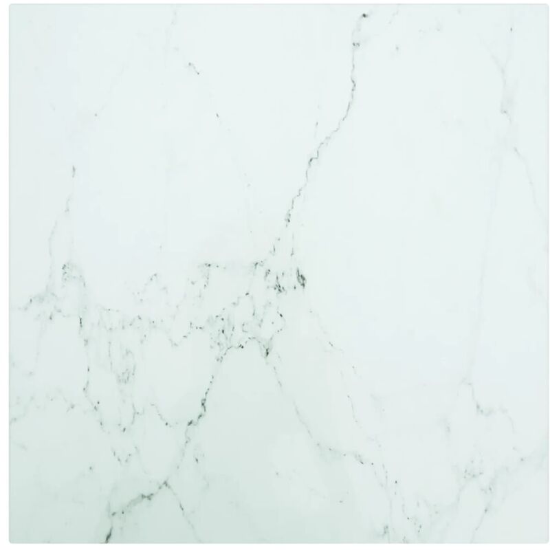 Dessus de table blanc 40x40 cm 6 mm verre trempé design marbre Vidaxl