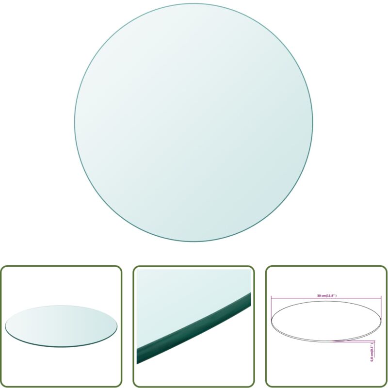 Table de jardin - Dessus de table ronde en verre trempé 300 mm