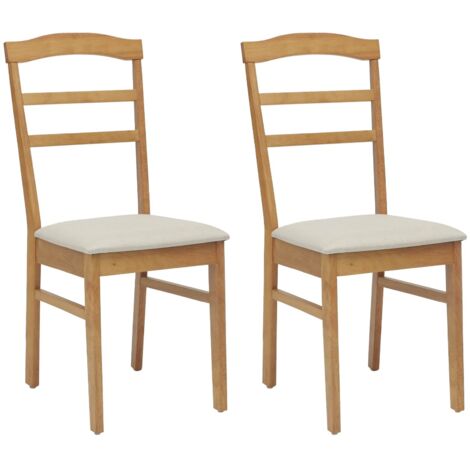vidaXL  Dining Chair  2 pcs Natural and Light Solid Rubber Wood