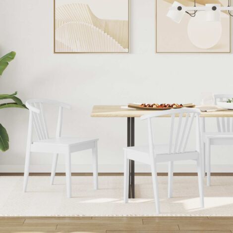 vidaXL  Dining Chair  2 pcs White Solid Rubberwood