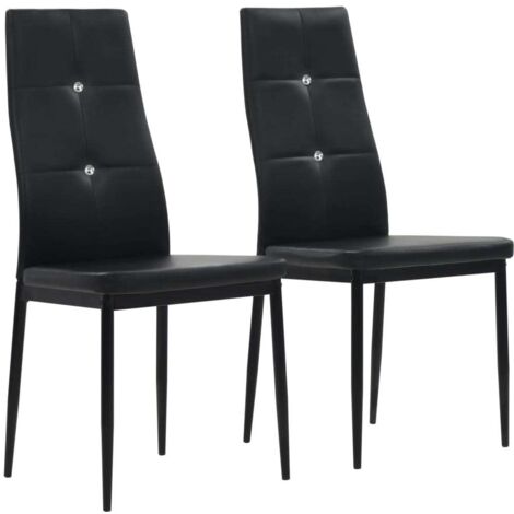 vidaXL Dining Chairs 2 pcs Black Faux Leather