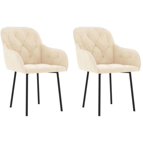 vidaXL Dining Chairs 2 pcs Cream Velvet