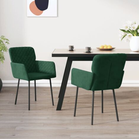 vidaXL Dining Chairs 2 pcs Dark Green Velvet