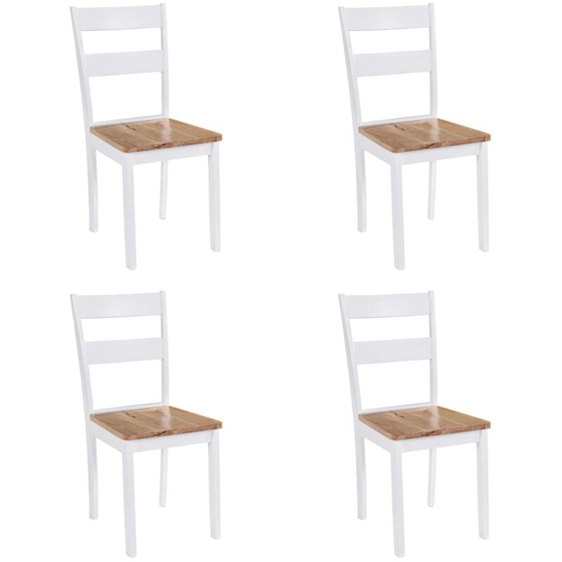 Vidaxl - Dining Chairs 4 pcs White Solid Rubber Wood