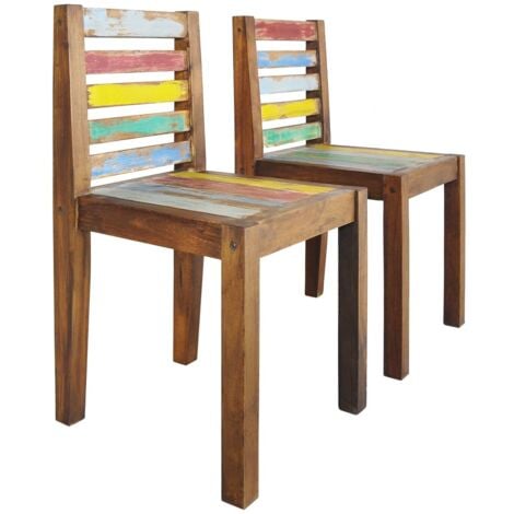 main image of "vidaXL Dining Chairs 4 pcs Solid Reclaimed Wood - Multicolour"