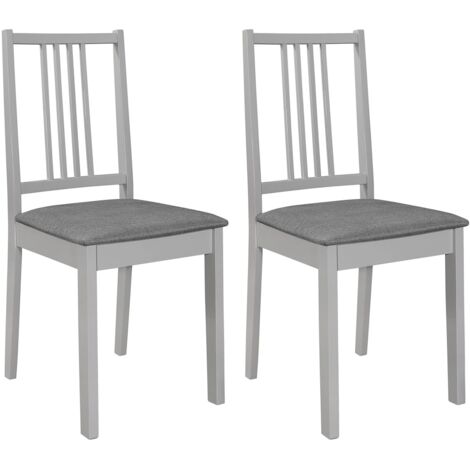 vidaXL Dining Chairs with Cushions 2 pcs Grey Solid Wood