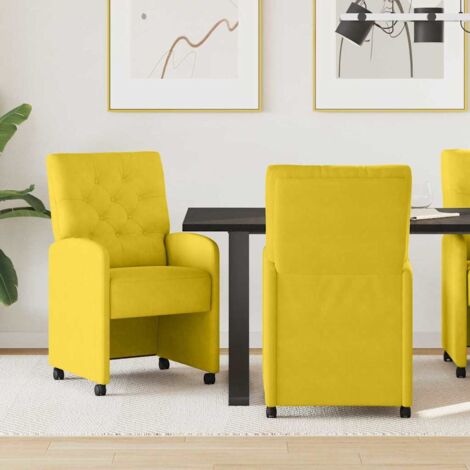 vidaXL  Dining Chairs with Wheels  2 pcs Yellow 58 x 67 x 97 cm Velvet