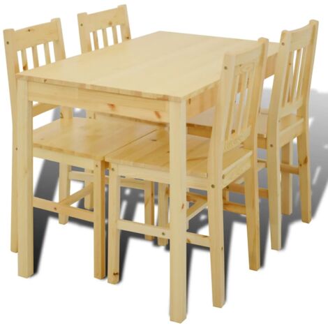 vidaXL Wooden Dining Table with 4 Chairs Durable Stable Wood Home Kitchen Dinner Room Breakfast Table and Chair Furniture Set Multi Colours
