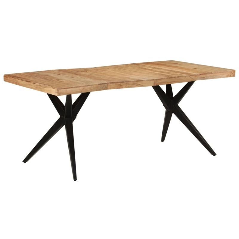 Vidaxl - Dining Table Black 180x90x77 Cm Solid Wood Acacia