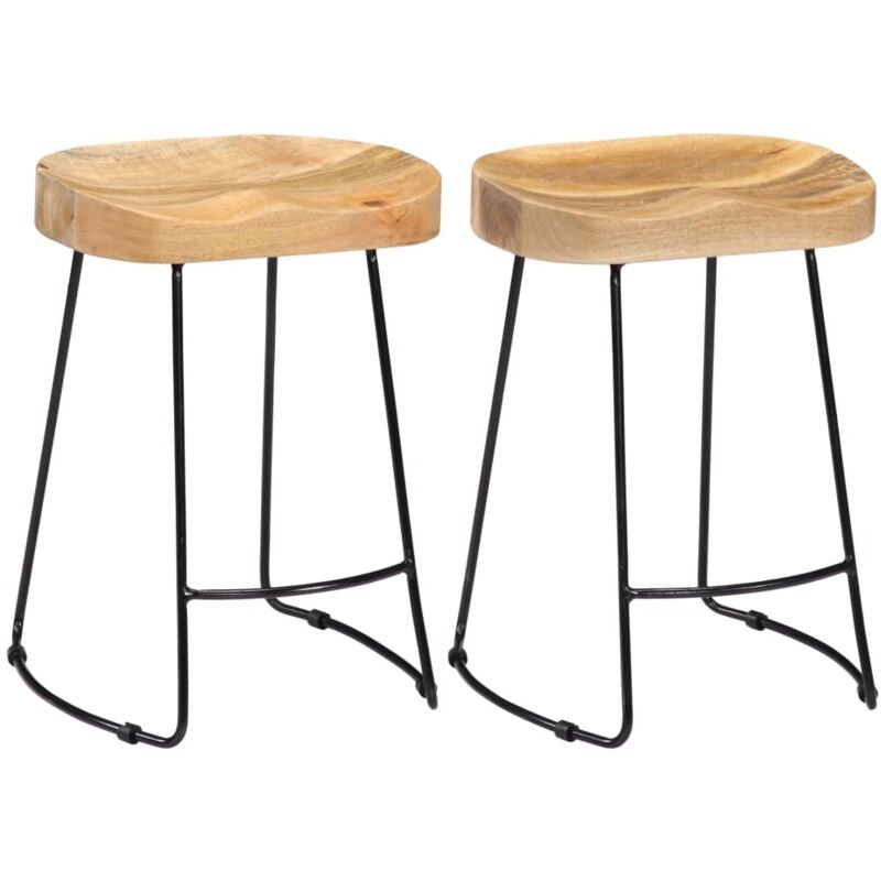 Gavin Bar Stools 2 Pcs Solid Mango Wood Vidaxl