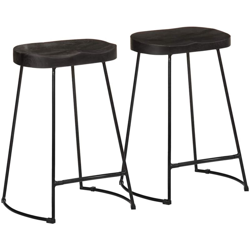 Bar Stools 2 Pcs Black 45x40x62 Cm Solid Wood Mango Vidaxl