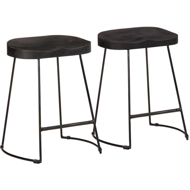 Bar Stools 2 Pcs Black 46x38x52 Cm Solid Wood Mango Vidaxl