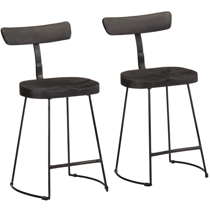 Bar Stools 2 Pcs Black 49x43x79 Cm Solid Wood Mango Vidaxl