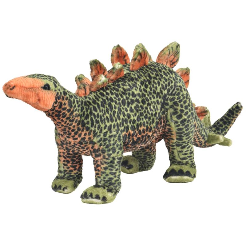 

vidaXL Dinosaurio Estegosaurio de peluche de pie verde y naranja XXL - Verde