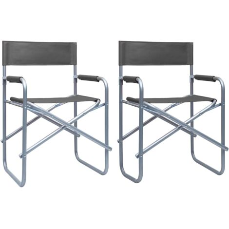 vidaXL Director's Chairs 2 pcs Steel Grey