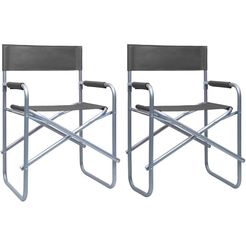 Director's Chairs 2 pcs Steel Grey Vidaxl