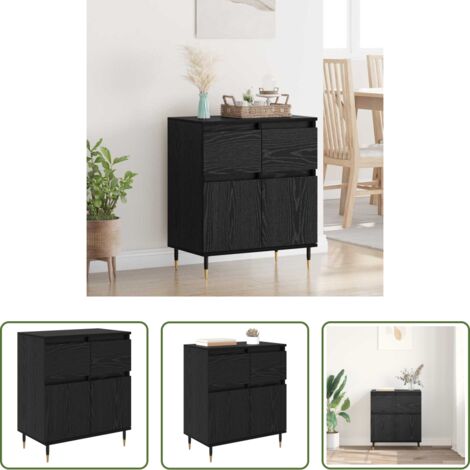 vidaXL Diseño elegante -  Vitrina con cajón Roble Negro 60 x 35 x 70 cm